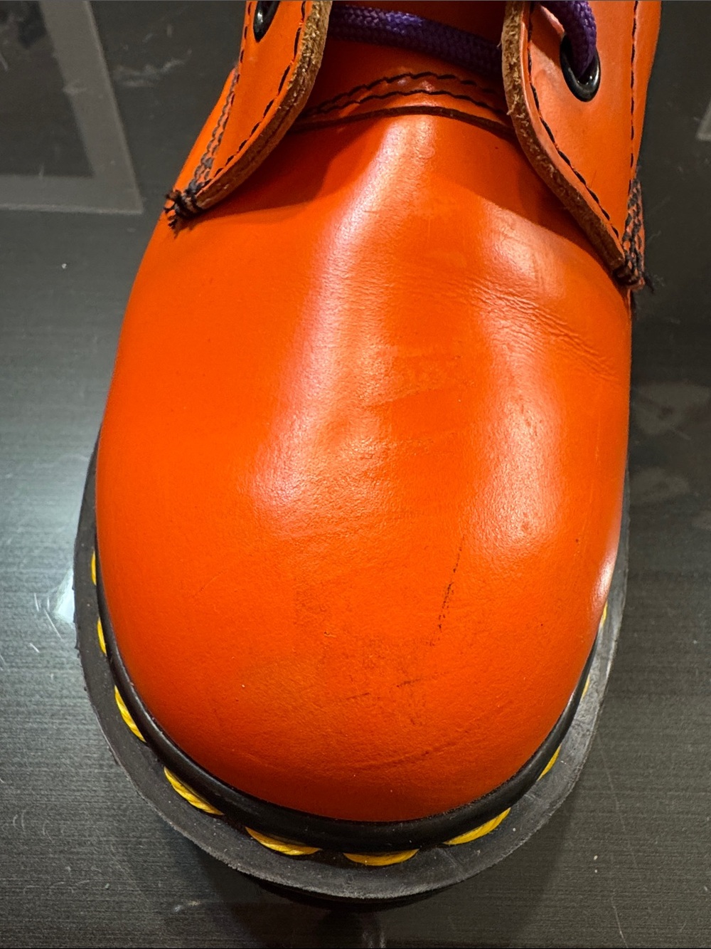 Dr. Martens Made in England Vintage Orange Leather Combat Boots Y2K rare 7.5UK - Picture 7 of 17